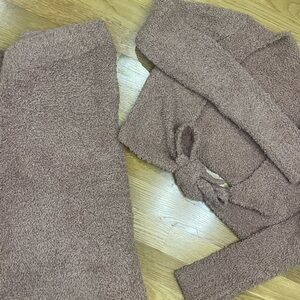 SKIMS Cozy knit wrap top and pants set